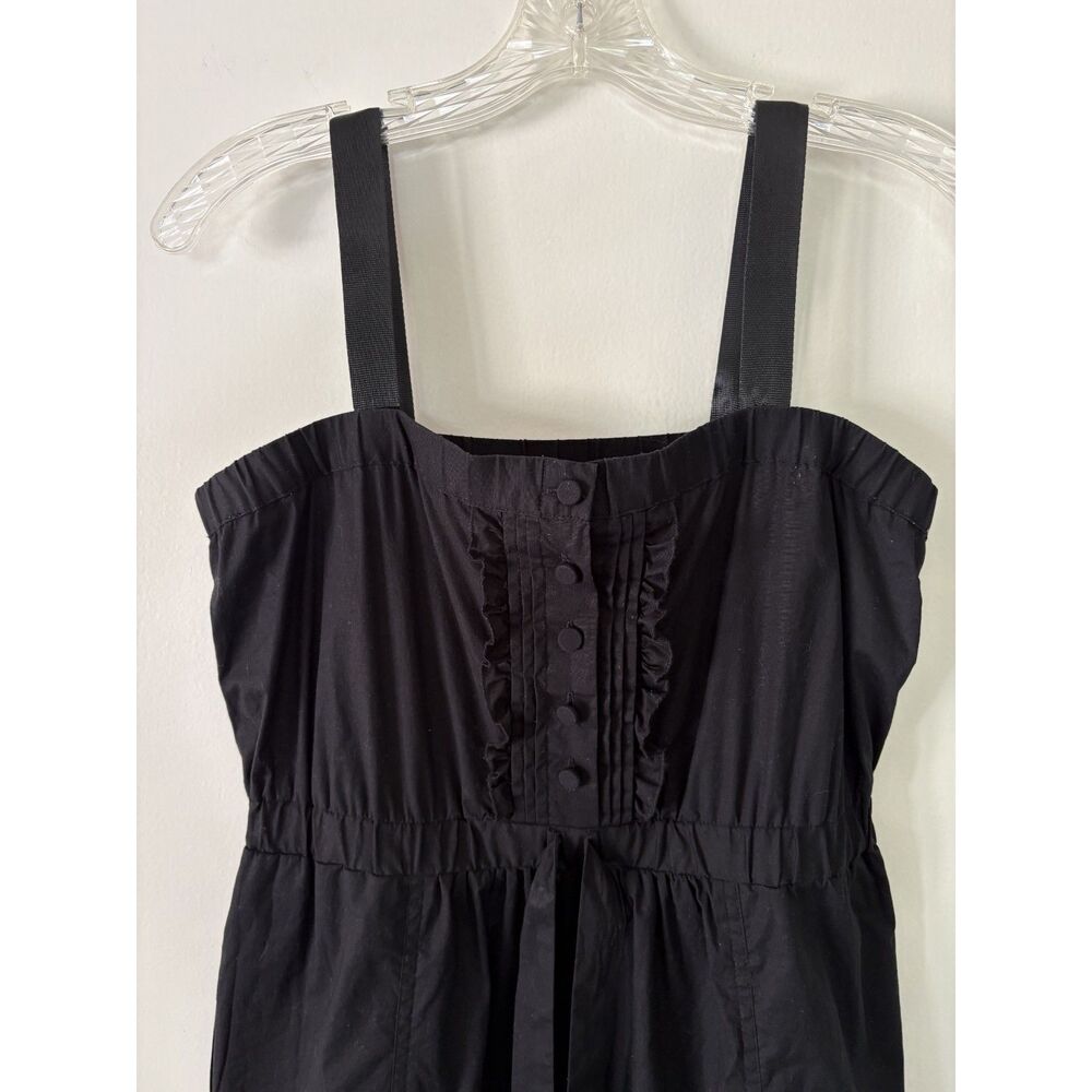 Laundry By Design Cotton Black Mini Dress S Empire Waist Ruffle Pleat Pocket Zip - Picture 2 of 11